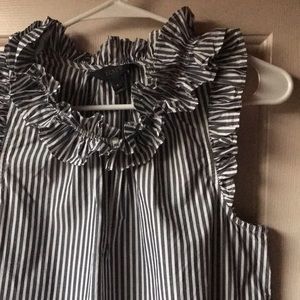 J. Crew - Striped Ruffle Sleeveless Blouse